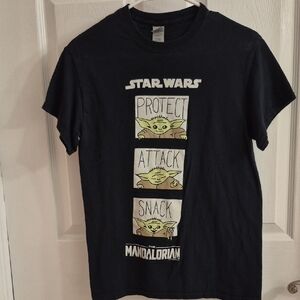 Star Wars Black Tee with Baby Yoda Design